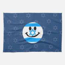 Israeli flag smiley face hand towel