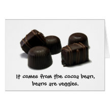 It comes from the cocoa bean, ... greeting card