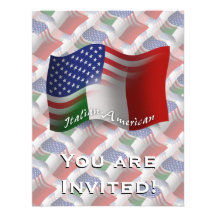 Italian-American Waving Flag Personalized Invitations