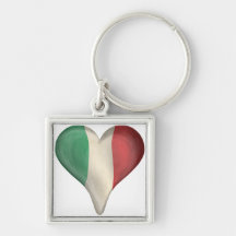 Italian Flag In A Heart Key Chains
