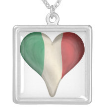 Italian Flag In A Heart Personalized Necklace