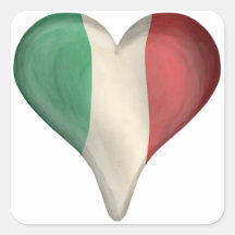 Italian Flag In A Heart Square Sticker