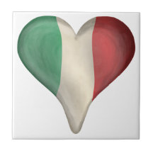 Italian Flag In A Heart Ceramic Tiles