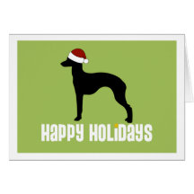 Italian Greyhound Santa Hat Greeting Card