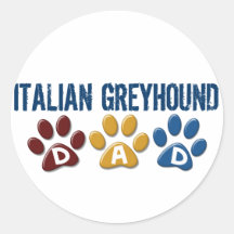 ITALIAN GREYHOUND Spaniel Dad Paw Print 1 Round Stickers