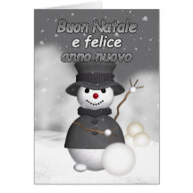 Italian holiday card with modern stylish snoman