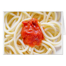 Italian Spaghetti Pasta With Tomato Sausage Top Greeting Card