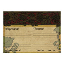Italian Style Recipe Card Custom Announcement