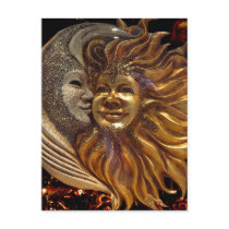 Italian Sun & Moon Carnaval Masks Post Card