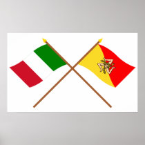 Italy and Sicilia crossed flags