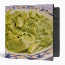 Italy, Camogli. Plate of pasta with pesto 3 Ring Binder
