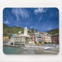 Italy, Cinque Terre, Vernazza, Harbour and Church  Mouse Pad