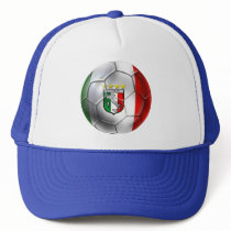 Italy Forza Azzurri Calcio Soccer Ball flag Trucker Hats