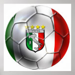 Italy Forza Azzurri Calcio Soccer Ball flag Print