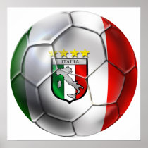 Italy Forza Azzurri Calcio Soccer Ball flag Print