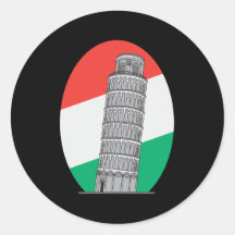 Italy Leaning Tower of Pisa Round Stickers