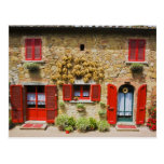 Italy, Lucignano, Red Shutters and Harvest Post Card