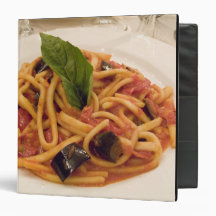 Italy, Positano. Plate of pasta and eggplant. Vinyl Binder