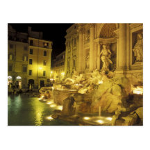 Italy, Rome. Trevi Fountain at night. Post Cards