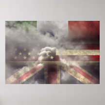 Italy, US and UK flags Print