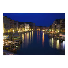 Italy, Venice, Night View Along the Grand 2 Photographic Print