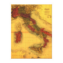 ItalyPanoramic MapItaly Canvas Print