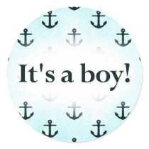It's a Boy! Anchor Pattern Baby Blue stickers