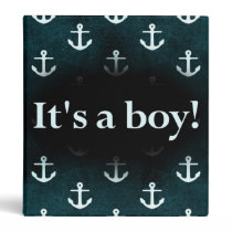 It's a Boy! Anchor Pattern Dark Blue binders