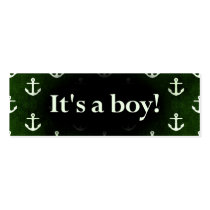 It's a Boy! Anchor Pattern Dark Green