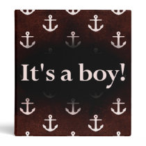 It's a Boy! Anchor Pattern Dark Red binders