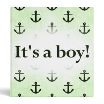 It's a Boy! Anchor Pattern Green binders