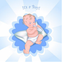It's a Boy! Baby With Bottle Cut Out
