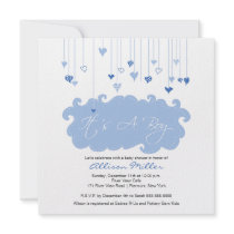 It's A Boy Blue Hearts Boy Baby Shower Invitation