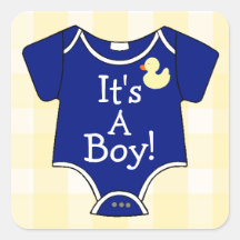 It's A Boy-Blue Onsie Square Stickers