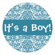 It's a Boy! Damask Envelope Sticker Seal