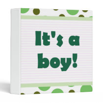 It's A Boy! Dot Design Light Green binders