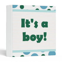 It's A Boy! Dot Design Light Teal Aqua binders