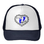 Its A Boy Heart Blue Footprints Hat