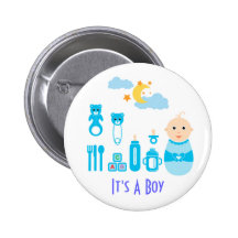 It's A Boy: Newborn Baby Nursery Button