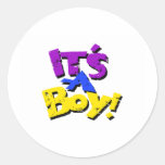 Its A Boy Round Sticker