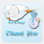 It's a Boy Stork Thank You envelope seal Square Stickers