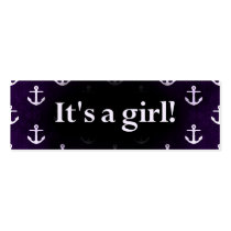 It's a Girl! Anchor Pattern Dark Purple
