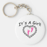 Its A Girl Baby Pink Heart Key Chains