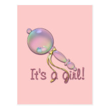 IT'S A GIRL BABY RATTLE by SHARON SHARPE Postcard