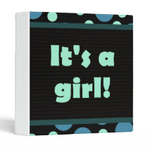 It's a Girl! Colourful Dots Dark Blues binders