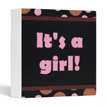 It's a girl! Colourful Dots design dark pink binders