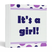 It's a girl! Colourful Dots Design Purple binders