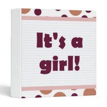 It's a Girl! Colourful Dots red maroon binders