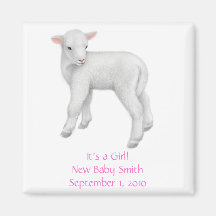 Its a Girl Customizable Lamb Magnet