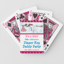 It's a Girl Diaper Keg Personalized Playing Cards